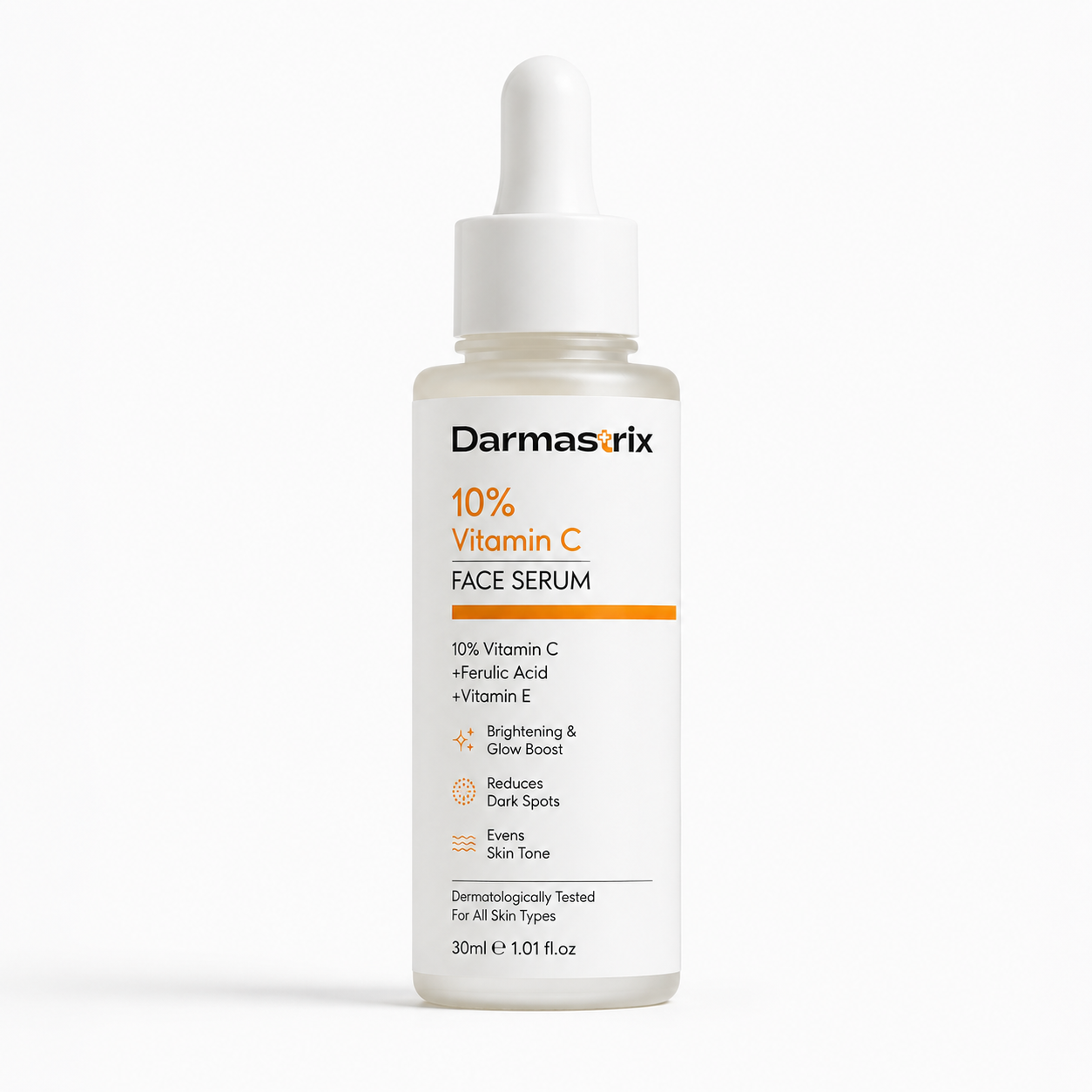 Darmastrix 10% Vitamin C Face Serum | Brightening & Glow Boost Serum with Ferulic Acid & Vitamin E | Reduces Dark Spots & Evens Skin Tone (30ml)