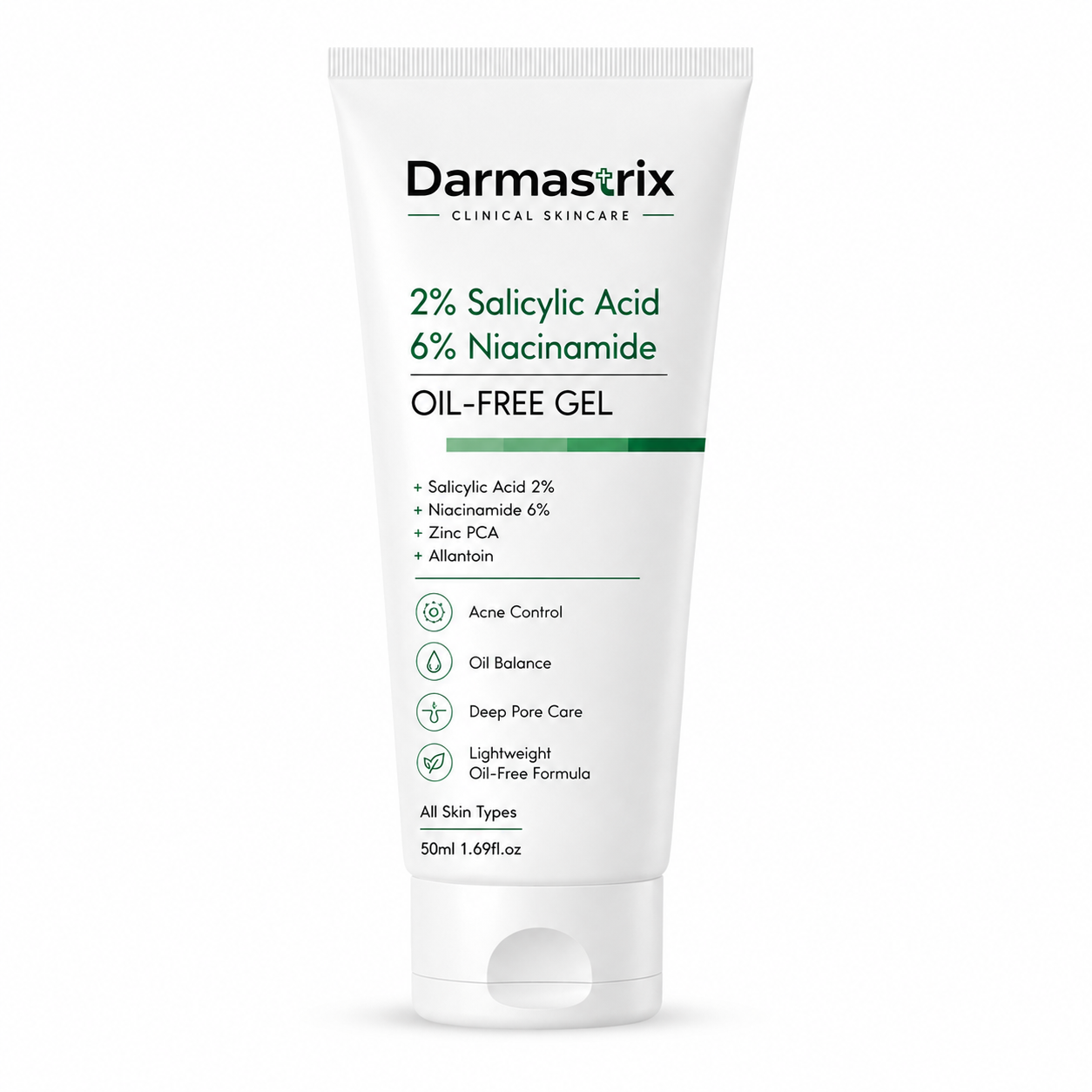 Darmastrix 2% Salicylic Acid + 6% Niacinamide Oil-Free Gel | Acne Control & Oil Balance Gel | Lightweight Daily Moisturizer for Oily & Acne-Prone Skin (50ml)