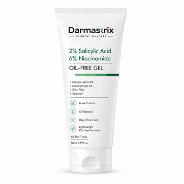 Darmastrix 2% Salicylic Acid + 6% Niacinamide Oil-Free Gel | Acne Control & Oil Balance Gel | Lightweight Daily Moisturizer for Oily & Acne-Prone Skin (50ml)