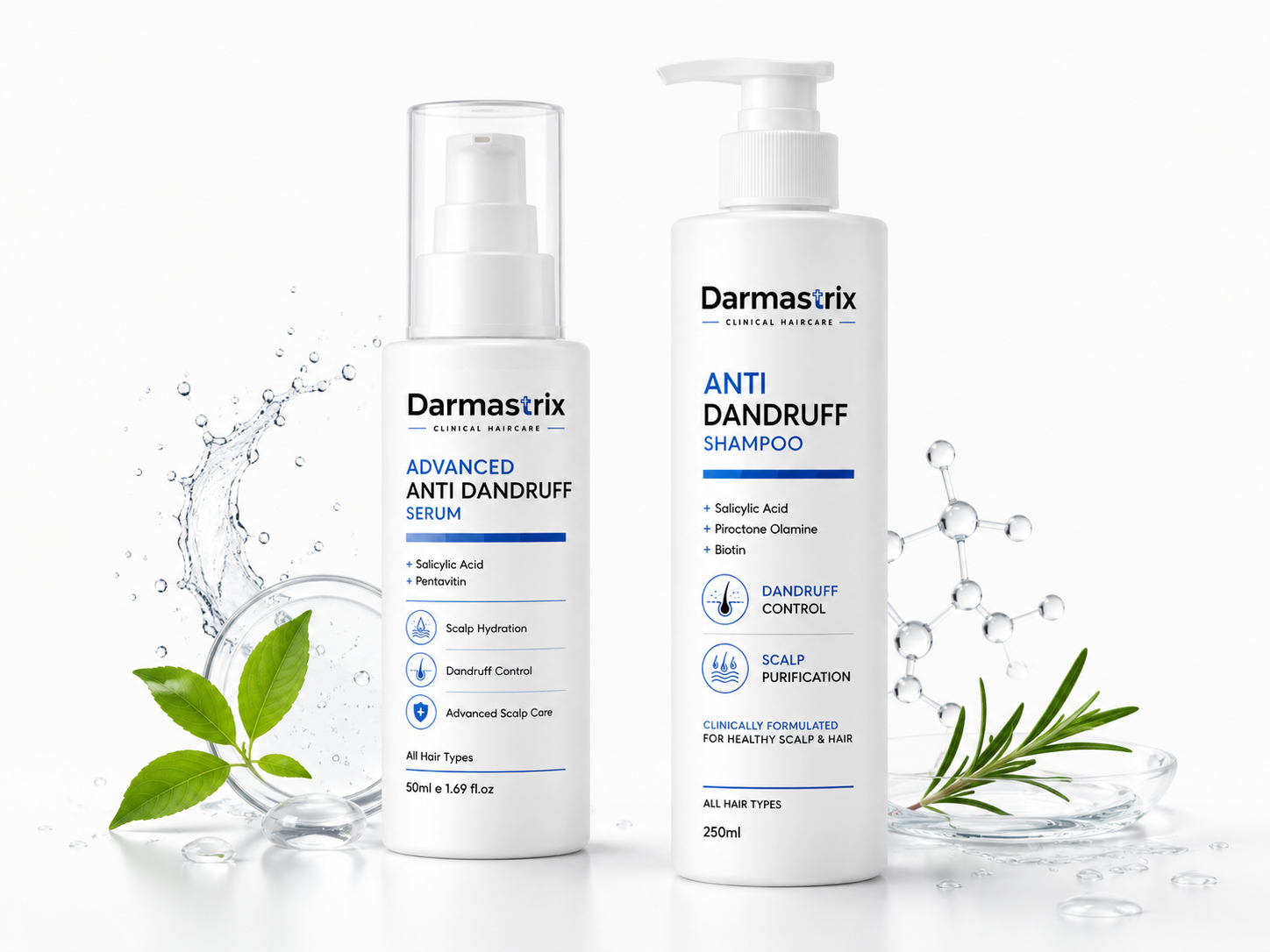 Darmastrix Advanced Anti-Dandruff Hair Care Combo | Anti-Dandruff Shampoo (250ml) + Advanced Scalp Serum (50ml) | Complete Scalp Care System