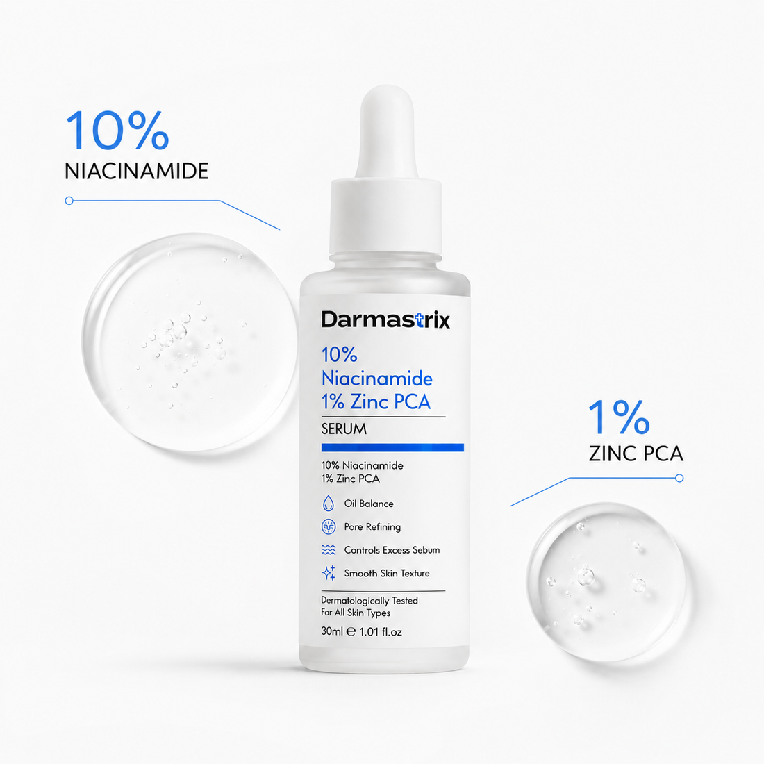 Darmastrix 10% Niacinamide + 1% Zinc PCA Serum | Oil Control & Pore Minimizing Face Serum | Reduces Excess Sebum & Improves Skin Texture (30ml)