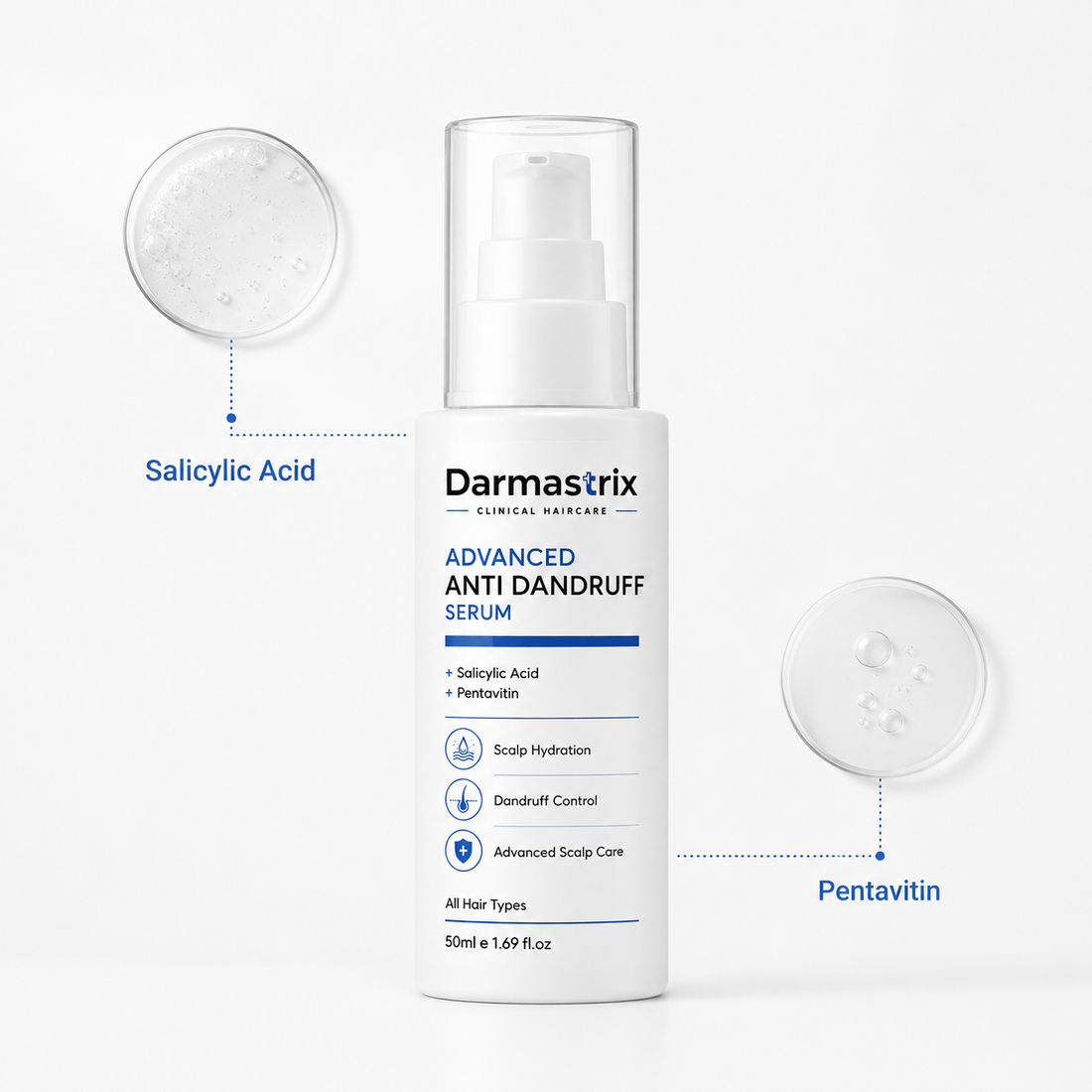Darmastrix Advanced Anti-Dandruff Scalp Serum with Salicylic Acid & Pentavitin | Leave-In Scalp Treatment for Dandruff Control & Hydration | 50ml