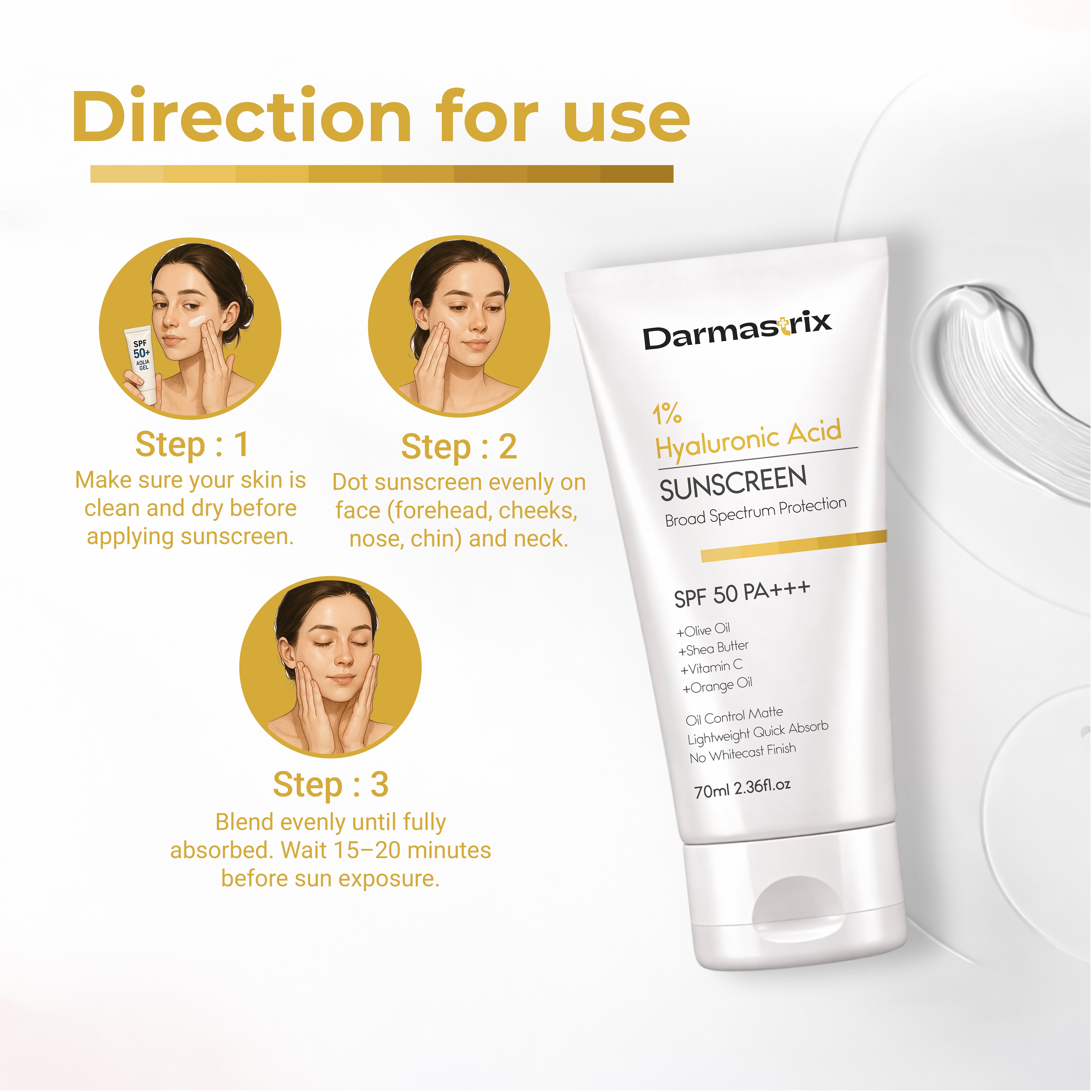 Darmastrix 1% Hyaluronic Acid Sunscreen SPF 50 PA+++