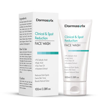 Darmastrix Clinical & Spot Reduction Face Wash with 1% Salicylic Acid, Kojic Acid & Tea Tree Oil | Reduces Dark Spots & Brightens Skin | 100ml