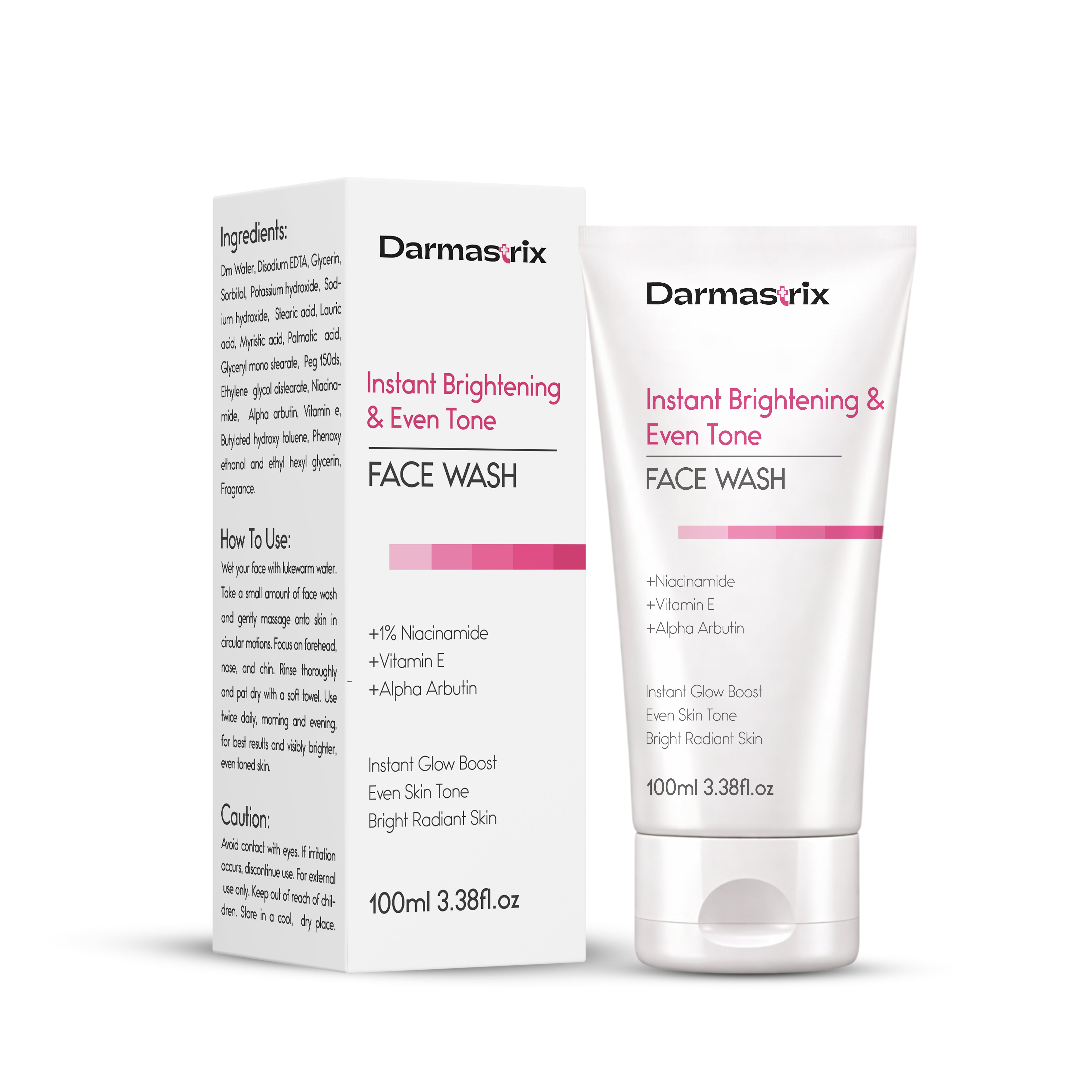 Darmastrix Instant Brightening & Even Tone Face Wash with Niacinamide, Alpha Arbutin & Vitamin E | Radiance Boosting Cleanser | 100ml