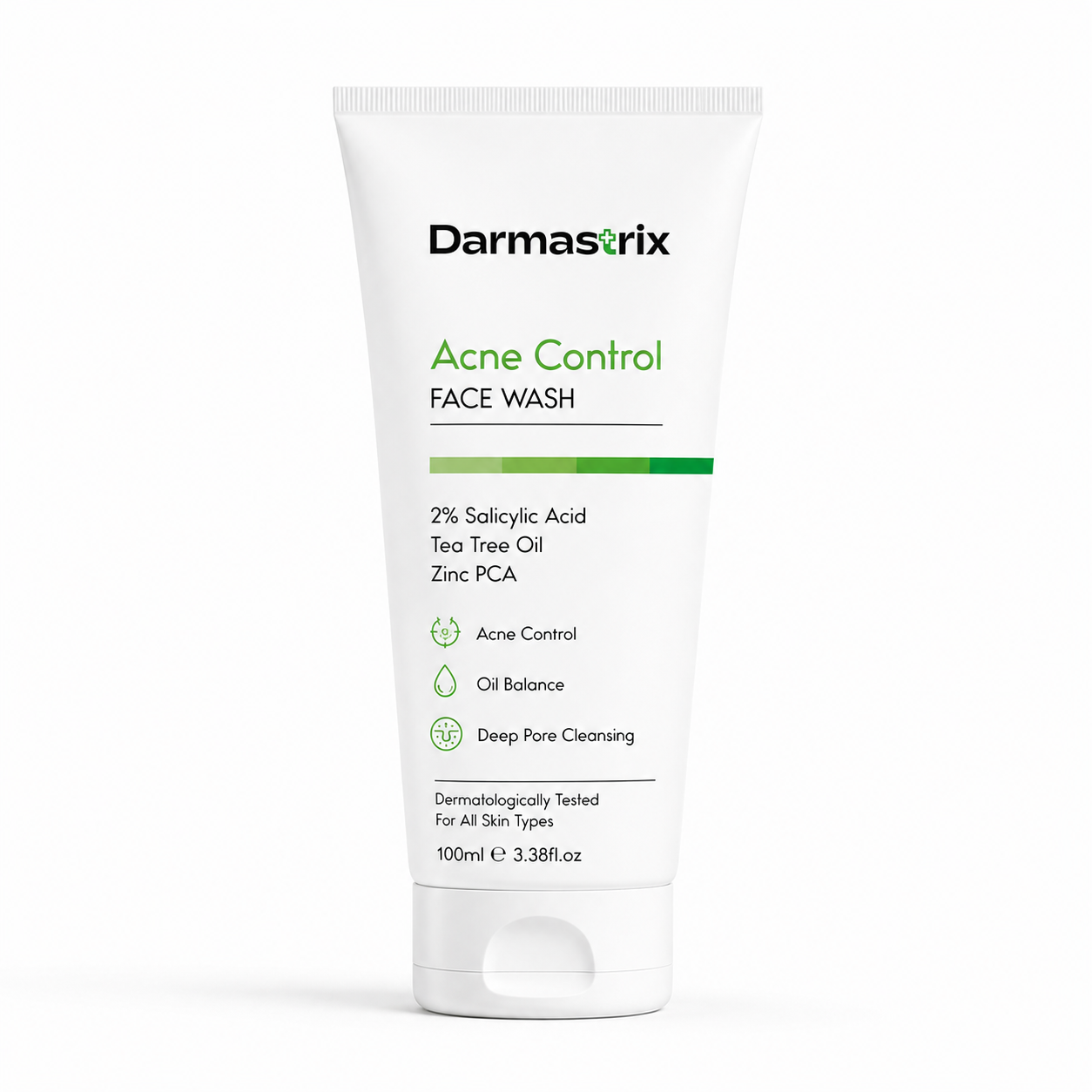 Darmastrix Acne Control Face Wash | 2% Salicylic Acid Face Cleanser with Tea Tree Oil & Zinc PCA | Deep Pore Cleansing & Oil Control Face Wash for Acne-Prone Skin (100ml)