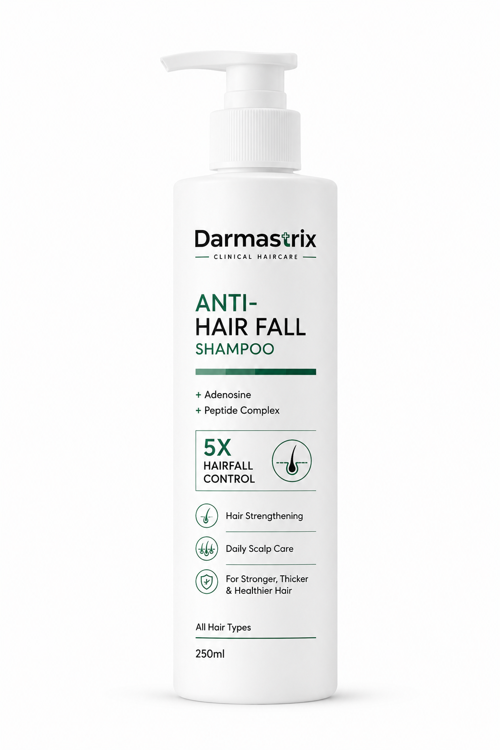 Darmastrix Anti-Hair Fall Shampoo with Adenosine & Peptide Complex | Hair Strengthening & Scalp Care Shampoo | 250ml