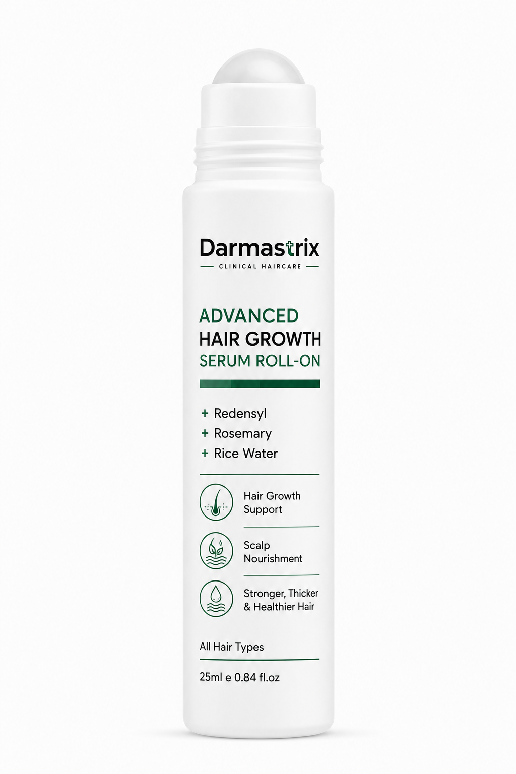 Darmastrix Advanced Hair Growth Serum Roll-On | Redensyl + Rosemary + Rice Water | Hair Fall Control & Hair Growth Support | 25ml