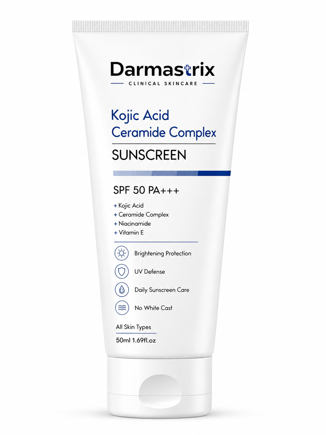 Darmastrix Kojic Acid Ceramide Complex Sunscreen SPF 50 PA+++ | Brightening & Barrier Repair Sunscreen with Niacinamide & Vitamin E | No White Cast Daily UV Protection (50ml)
