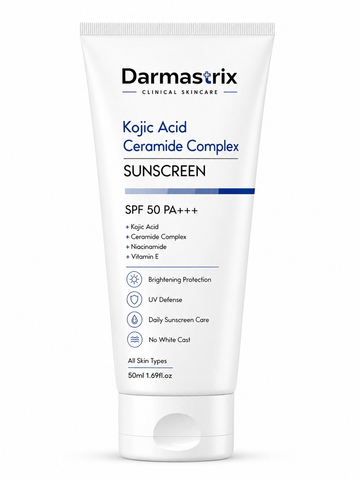 Darmastrix Kojic Acid Ceramide Complex Sunscreen SPF 50 PA+++ | Brightening & Barrier Repair Sunscreen with Niacinamide & Vitamin E | No White Cast Daily UV Protection (50ml)