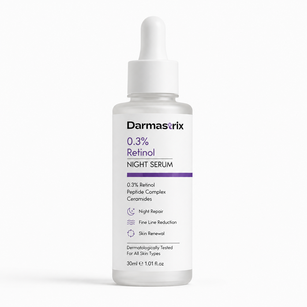 Darmastrix 0.3% Retinol Night Serum | Anti-Aging & Skin Renewal Serum with Peptide Complex & Ceramides | Reduces Fine Lines & Improves Skin Texture (30ml)