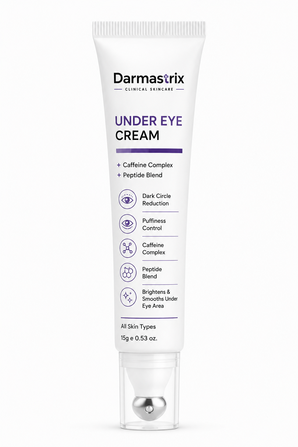 Darmastrix Under Eye Cream | Caffeine Complex & Peptide Blend | Reduces Dark Circles, Puffiness & Fine Lines | 15g